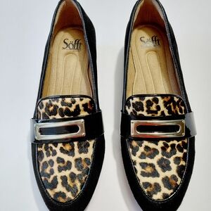 SOFFT Women's Leather  Cow Hair Leopard Print  Loafers Size 8M